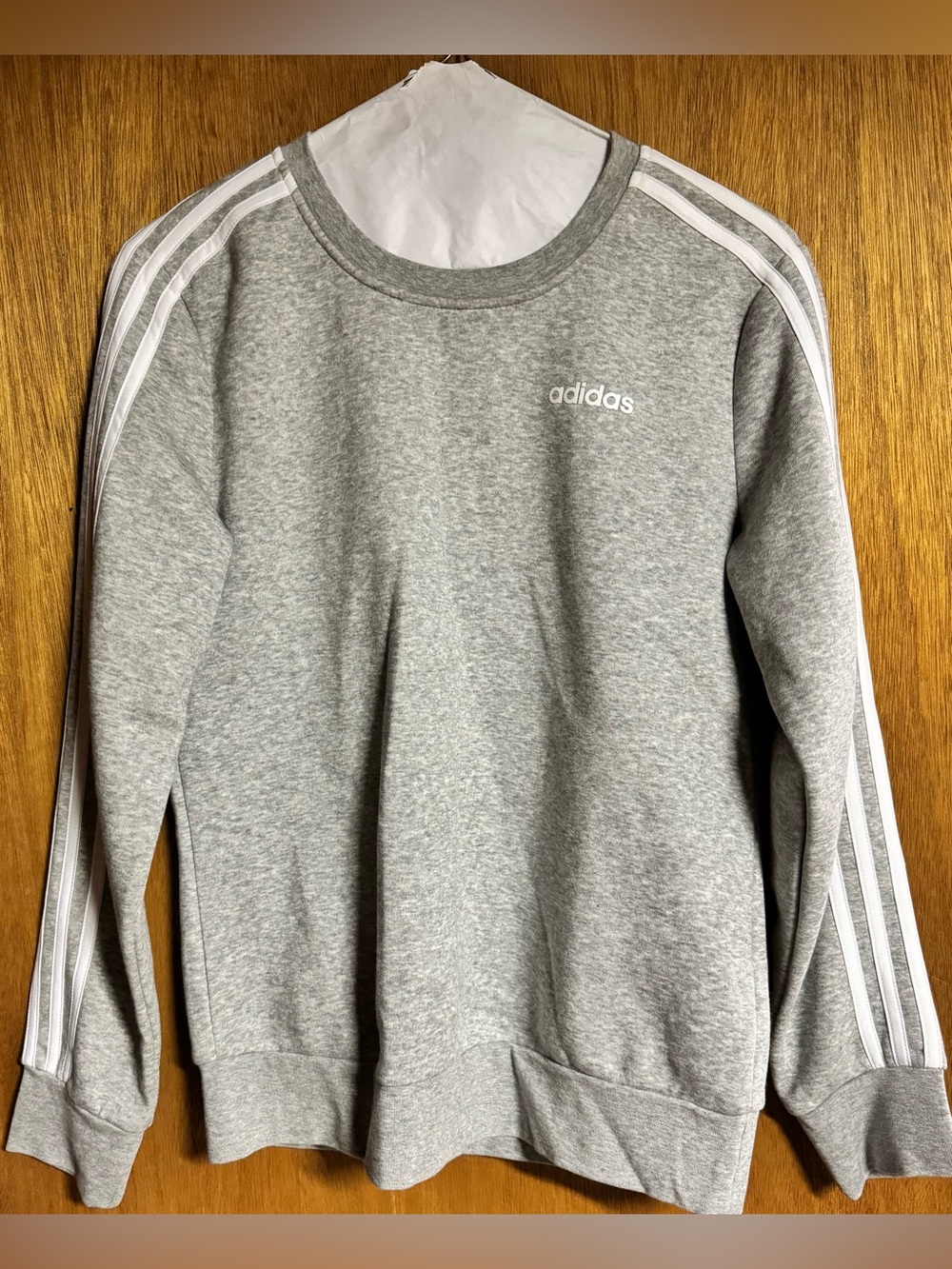 Boys adidas Gray Crewneck Sweatshirt with White 3-Stripes